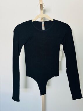 Mono B Black Ribbed Long Sleeve Bodysuit